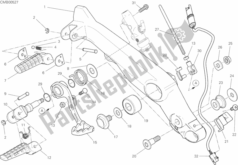 Toutes les pièces pour le Repose-pieds Droit du Ducati Scrambler Cafe Racer Thailand 803 2019